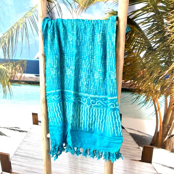 Pareo/Sarong- leuchtendes blau mit grün-blauem Muster