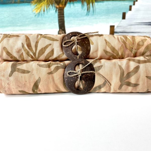 Pareo/Sarong- goldiges beige mit grau-braunen Palmenblättern