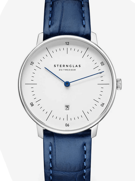 Sternglas Naos XS silber , Lederband Noble Dunkelblau