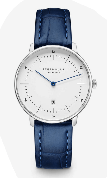 Sternglas Naos XS silber , Lederband Noble Dunkelblau